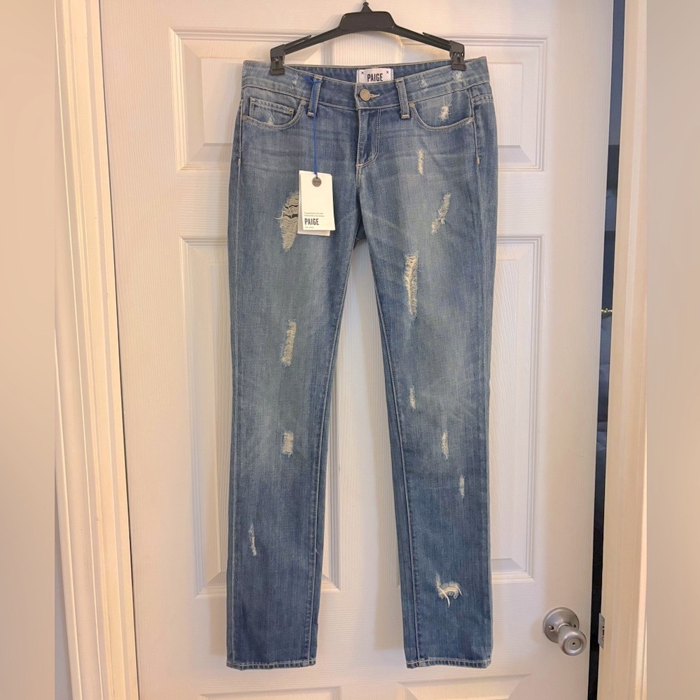 Paige Denim Jimmy Jimmy Skinny Riley Destruction Blue Jeans Size 24 NWT